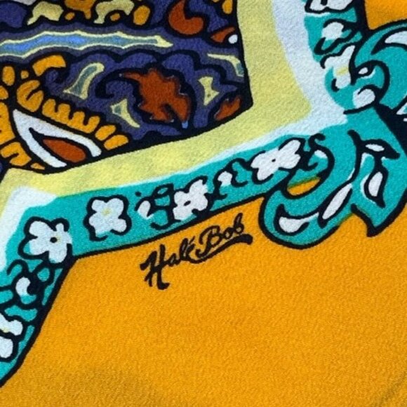 Hale Bob Women's Button Down 100% Silk Multi Color Yellow Blouse Paisley Print M - Picture 9 of 14